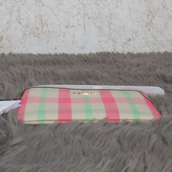 Coach Corner Zip Wristlet with Plaid Print (Pink/Multi-color) - Picture 5 of 6